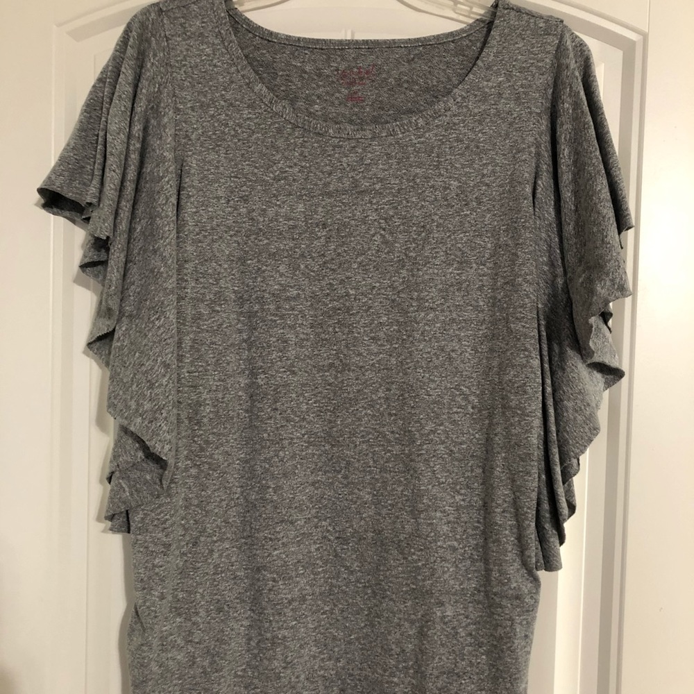 Isabel Maternity Flutter Sleeve Top Grey New